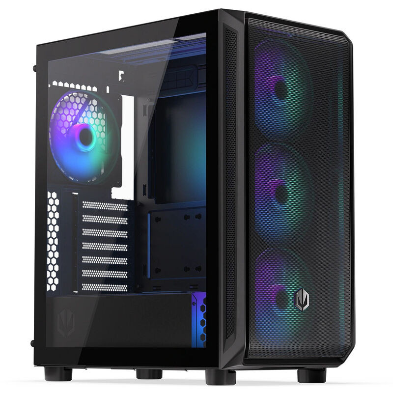 Endorfy Arx 500 ARGB kabinett midtårn ATX 4x 140 mm svart forfra