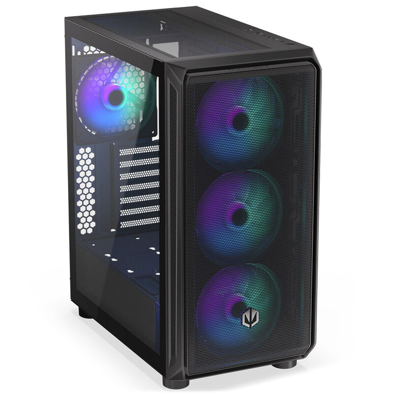 Nærbilde av mesh-frontpanel i Endorfy Arx 500 ARGB kabinett