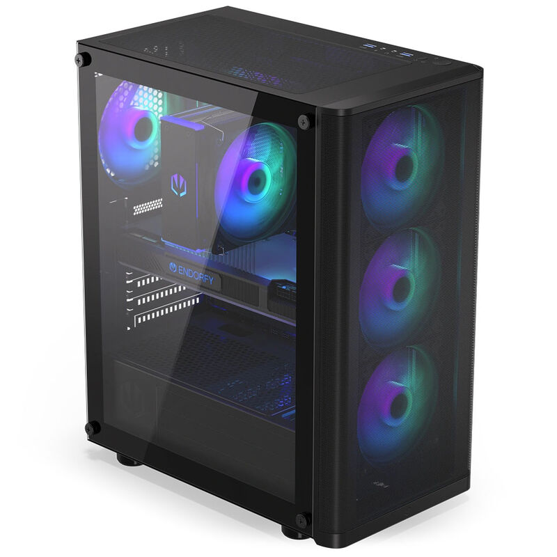 Endorfy Ventum 200 ARGB kabinett midtårn ATX svart detalj av mesh-front