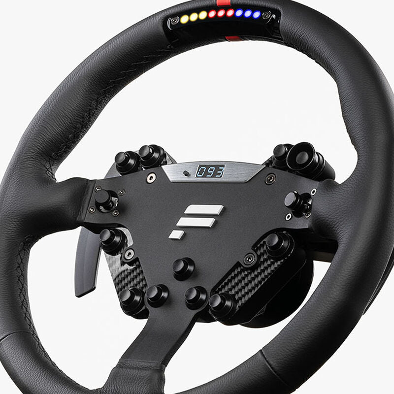 Detalj av Fanatec ClubSport Steering Wheel RS simracing-ratt med logo