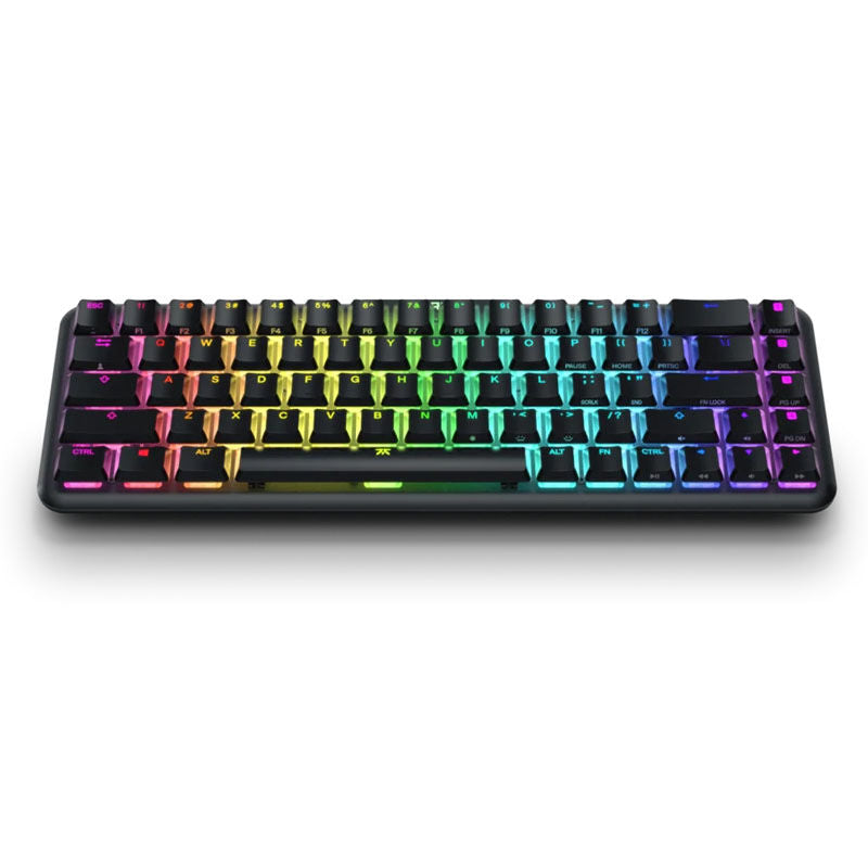 Fnatic STREAK65 gamingtastatur forfra med RGB-belysning