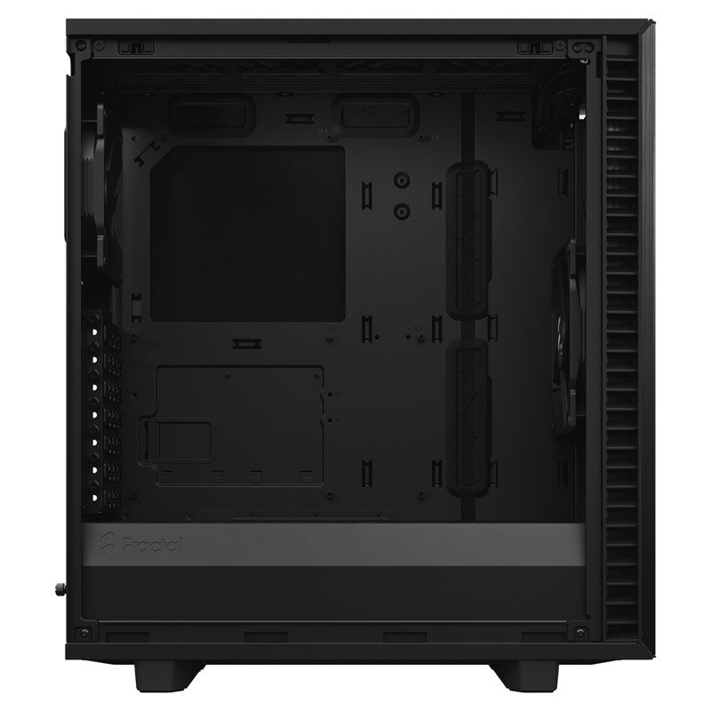 Oversikt over front I/O-porter på Fractal Design Define 7 Compact kabinett midtårn stillegående svart