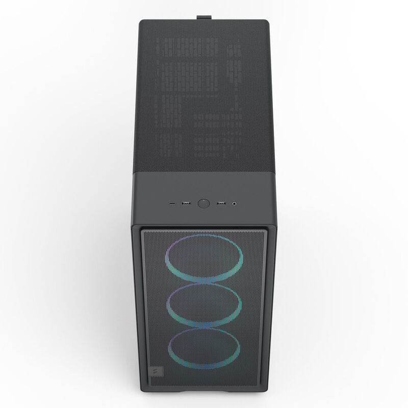 Nærbilde av herdet glass sidepanel på Fractal Design Epoch Black RGB kabinett
