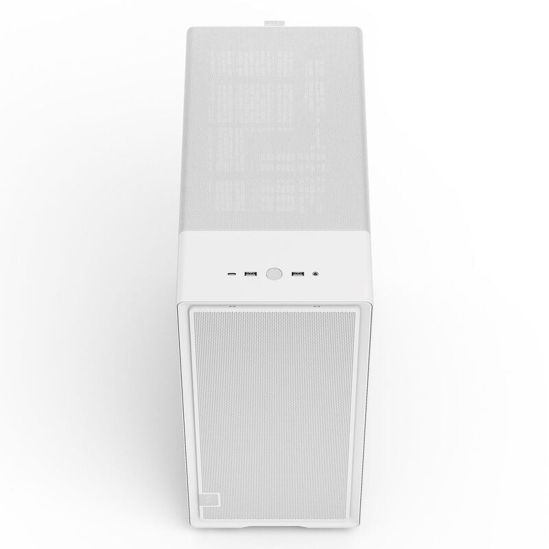 Nærbilde av ventilasjon og mesh-front på Fractal Design Epoch TG Clear Tint