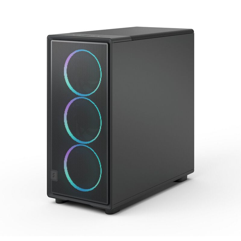 Montert Fractal Design Epoch XL Black RGB TG kabinett i gamingoppsett