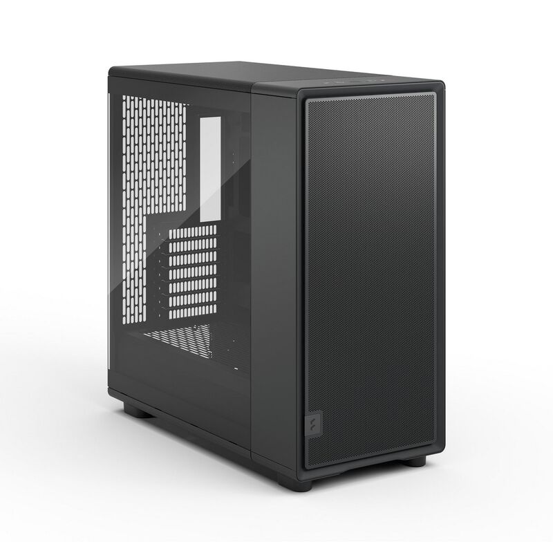 Detalj av tempered glass sidepanel på Fractal Design Epoch XL Black TG Light Tint kabinett