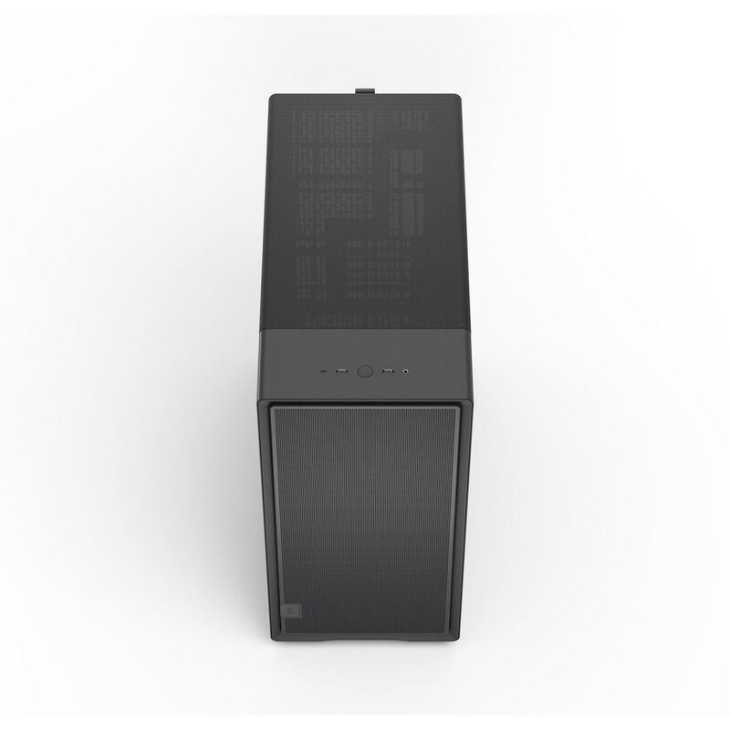 Nærbilde av mesh-front på Fractal Design Epoch XL Black TG Light Tint kabinett