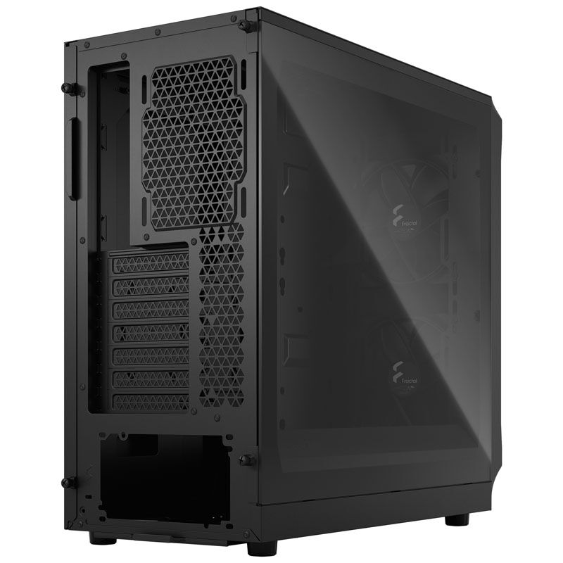 Nærbilde av Fractal Design Focus 2 Black TG Clear Tint kabinett sidepanel i glass