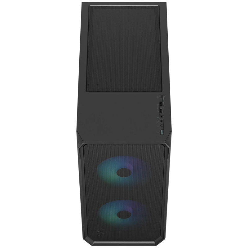 Montert system i Fractal Design Focus 2 RGB Black TG kabinett