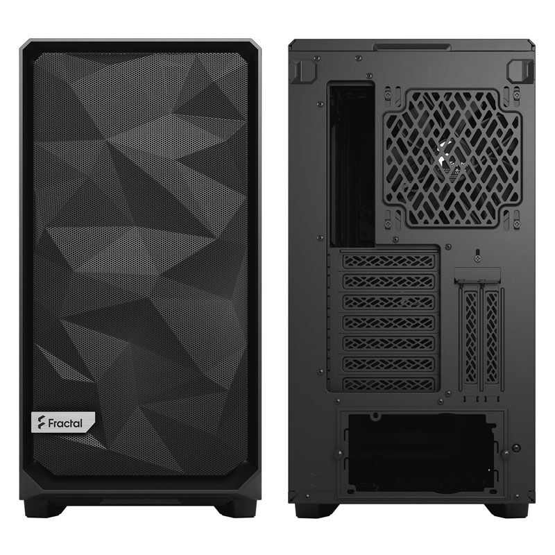Nærbilde av glasspanel på Fractal Design Meshify 2 Black TG kabinett