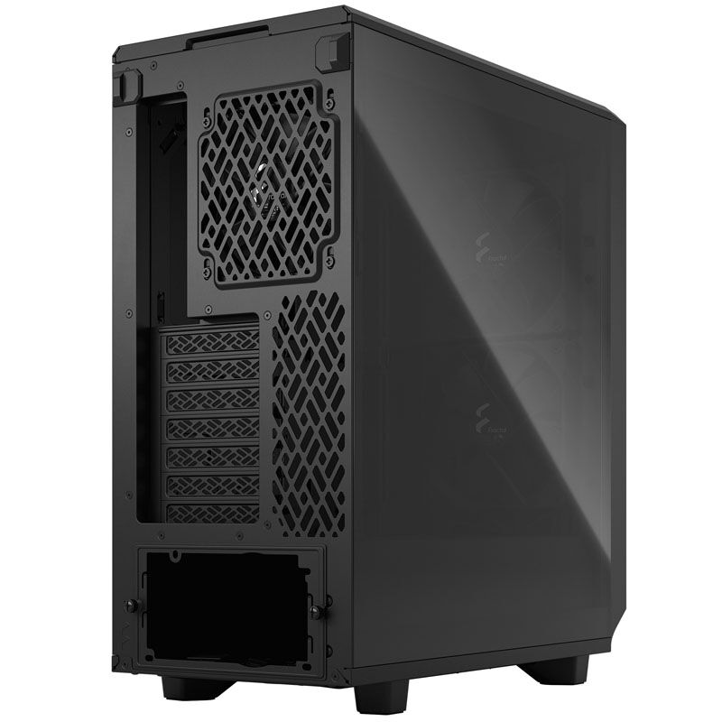 Nærbilde av sidepanel i herdet glass på Fractal Design Meshify 2 Compact kabinett