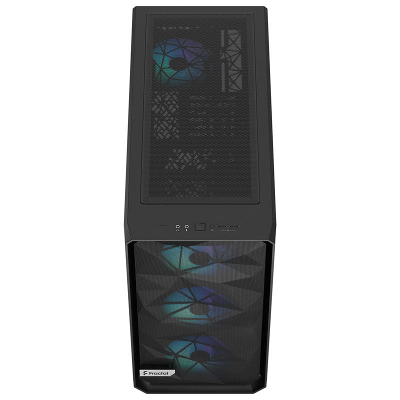 Fractal Design Meshify 2 Lite RGB kabinett midtårn E-ATX svart montert med hardware
