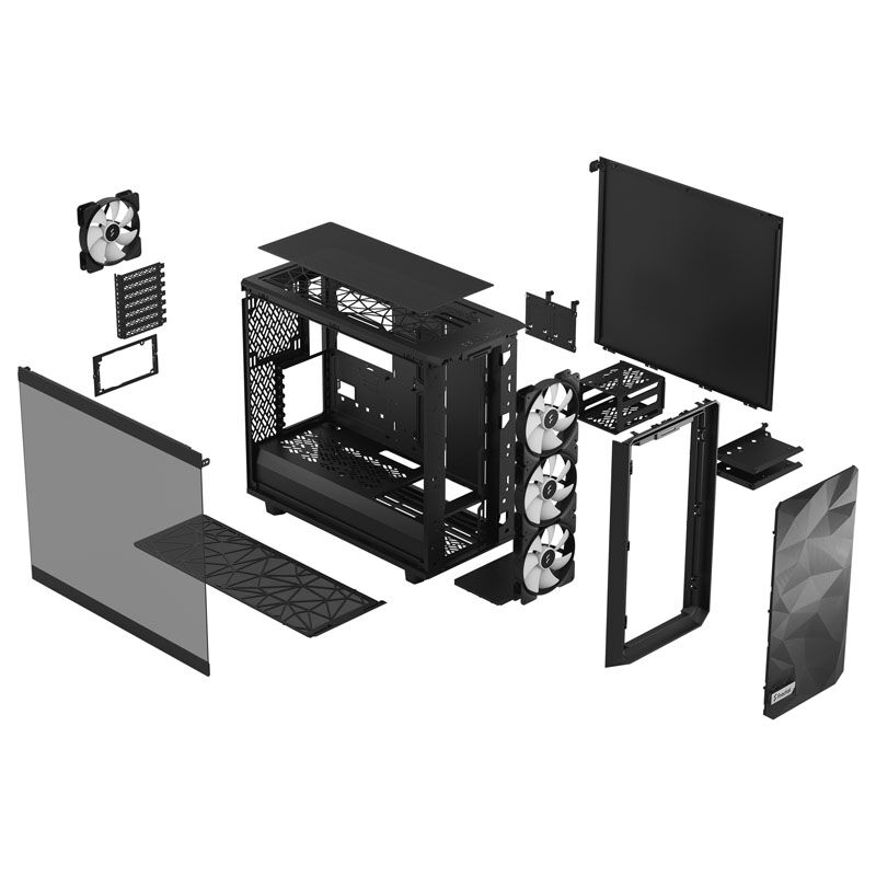 Fractal Design Meshify 2 Lite RGB kabinett midtårn E-ATX svart innvendig layout