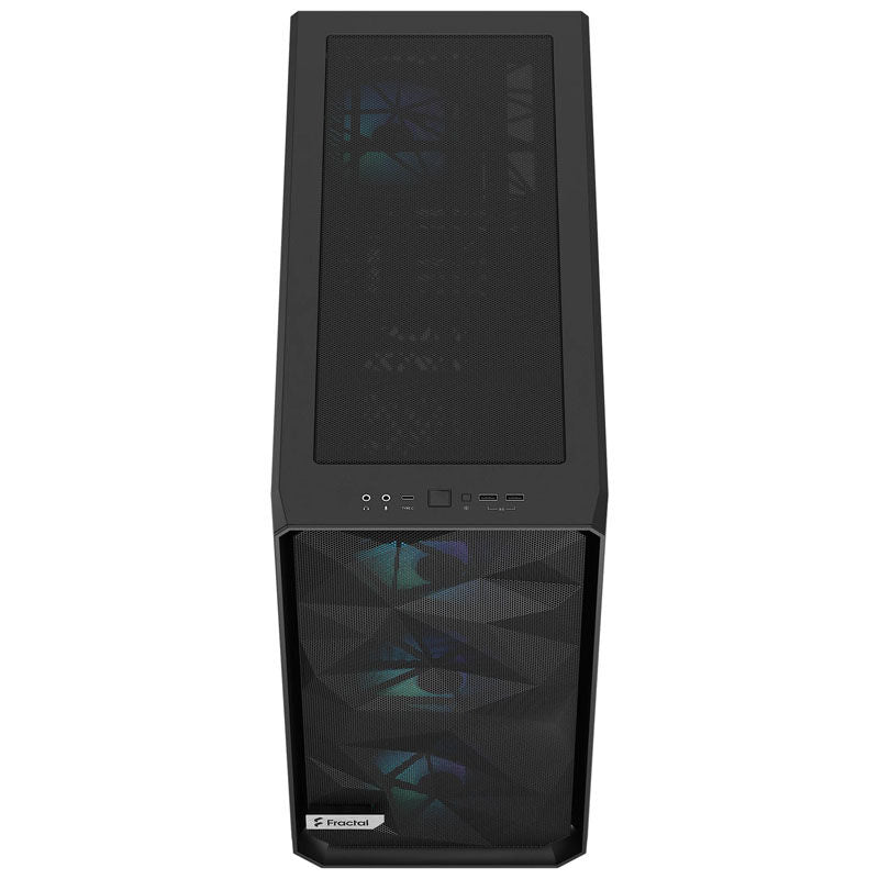 Fractal Design Meshify 2 RGB kabinett midtårn herdet glass svart montert med RGB-lys