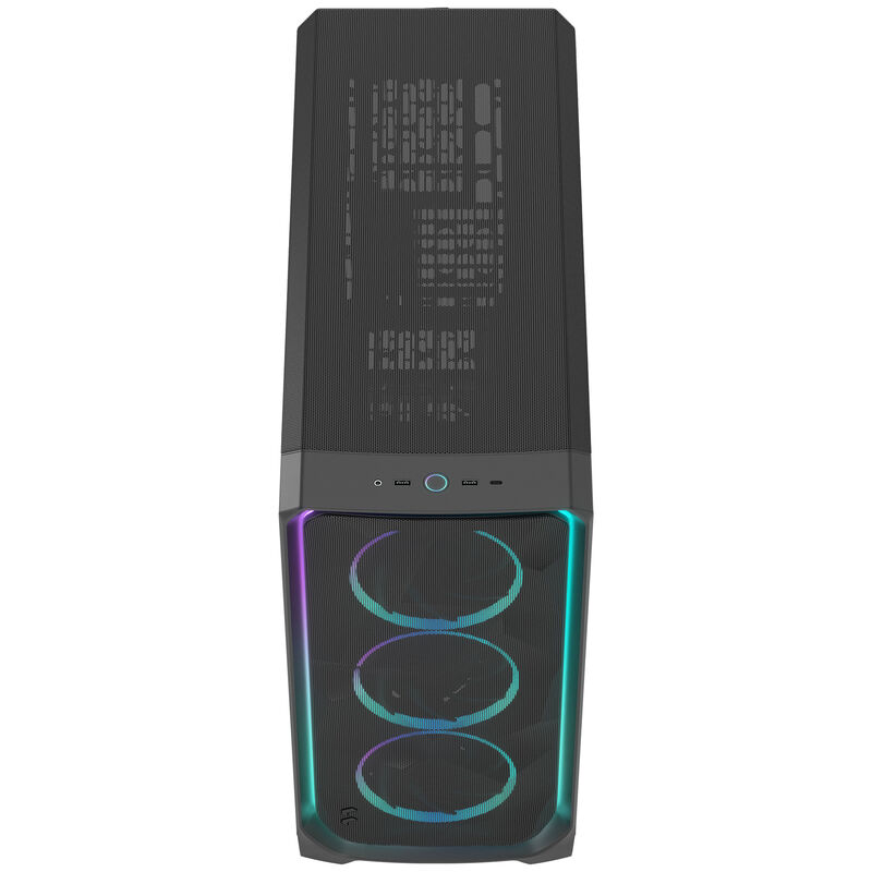 Detalj av temperert glass sidepanel på Fractal Design Meshify 3 XL Ambience Pro RGB