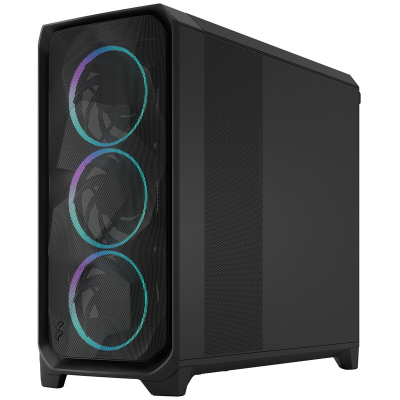 Nærbilde av frontpanel med USB-C og USB-A på Fractal Design Meshify 3 XL RGB TG