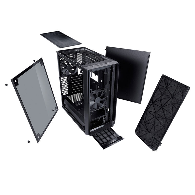 Fractal Design Meshify C Dark kabinett logo og designdetalj