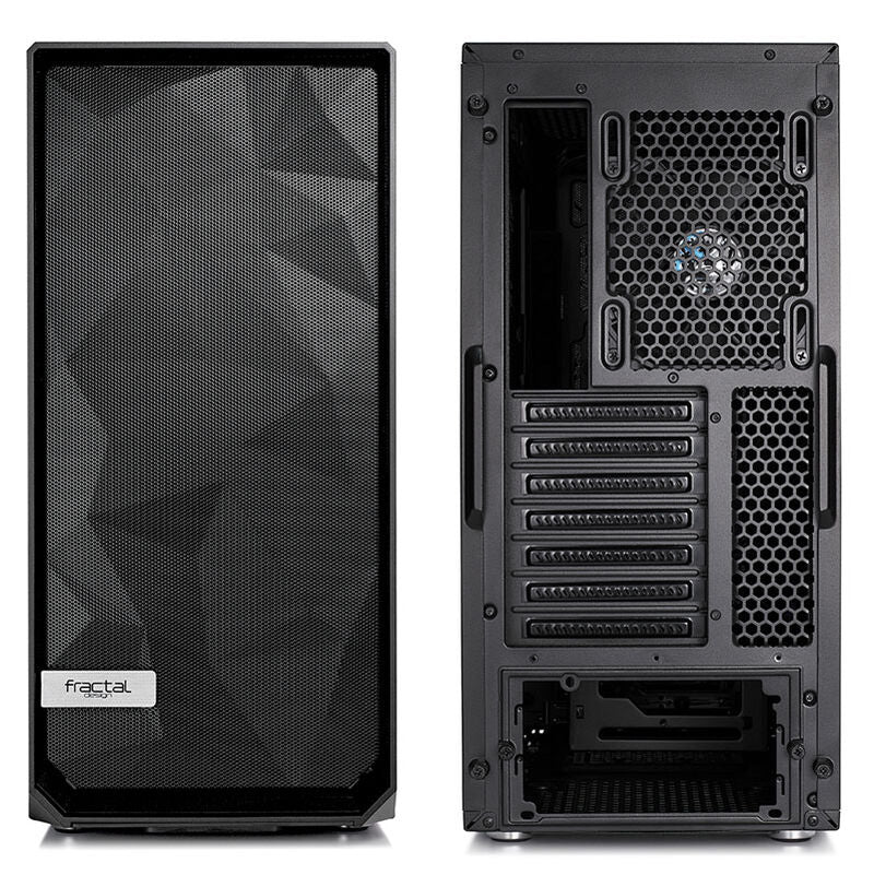 Detalj av meshfront på Fractal Design Meshify C kabinett midtårn ATX svart