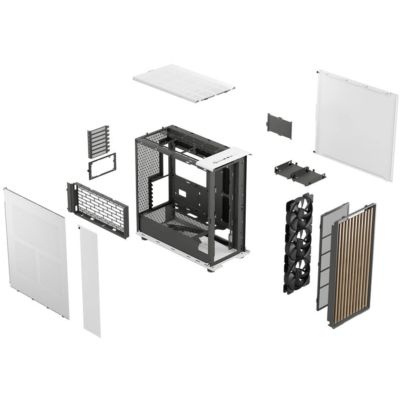 Detalj av frontpanel på Fractal Design North XL Chalk kabinett