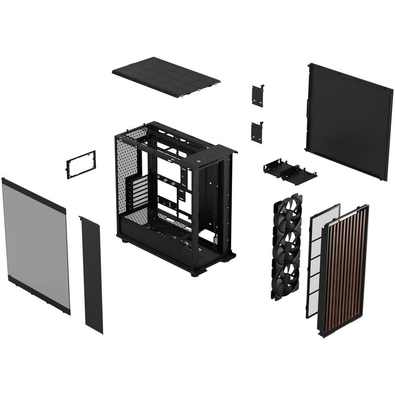 Fractal Design North XL RC Charcoal TG Dark kabinett detalj av kabelstyring