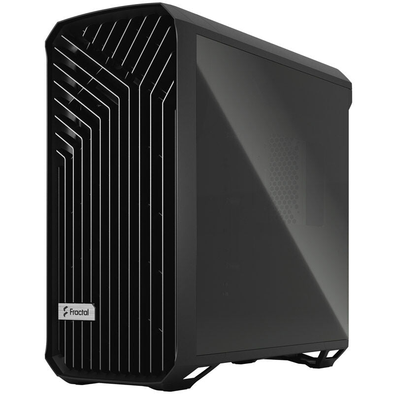 Detalj av Fractal Design Torrent kabinett midtårn herdet glass svart frontvifter