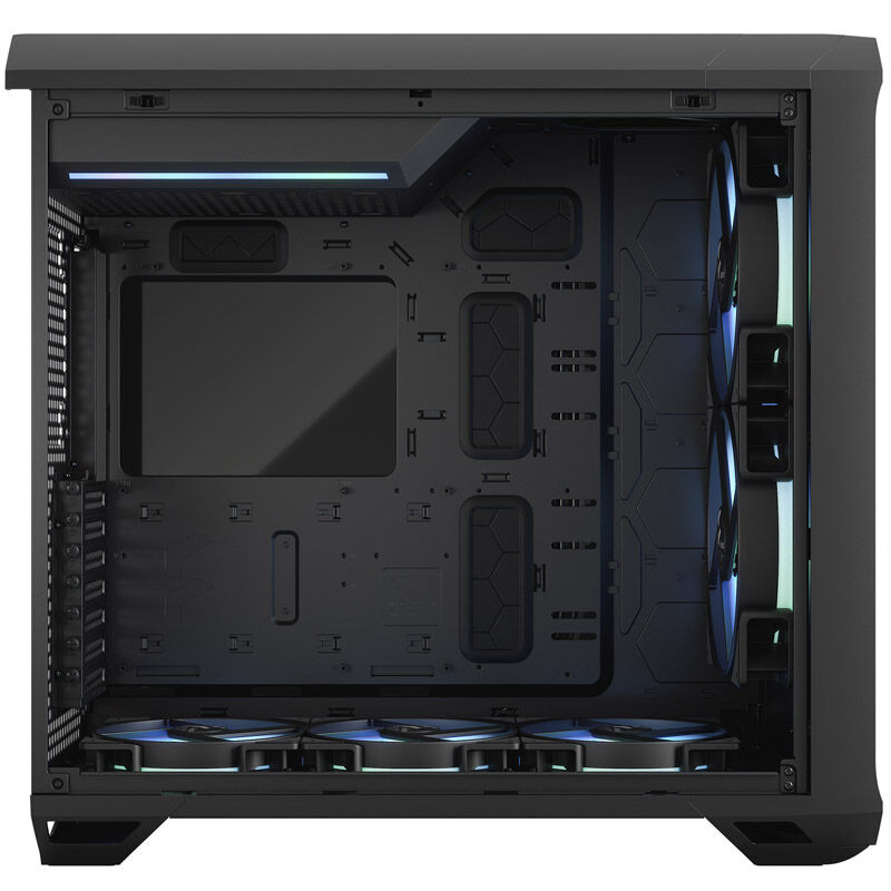 Oversikt over innvendig layout i Fractal Design Torrent RGB kabinett midtårn E-ATX herdet glass svart