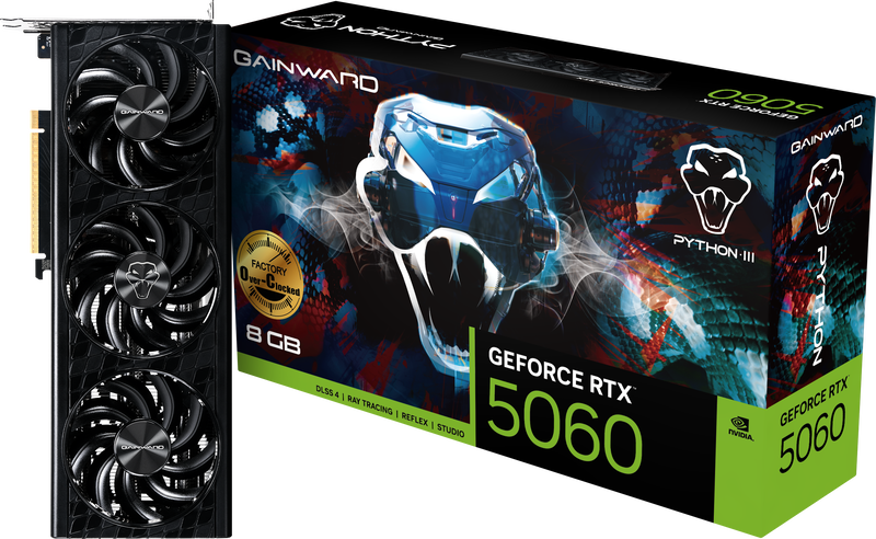 Gainward GeForce RTX 5060 Python III OC grafikkort forfra