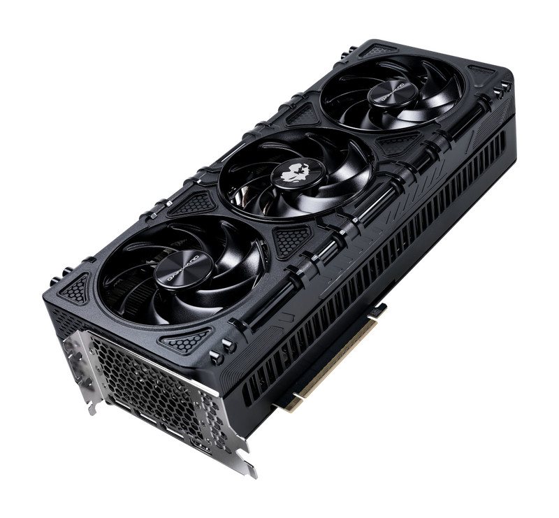 Nærbilde av Gainward GeForce RTX 5080 Phantom GS kjøleventilatorer