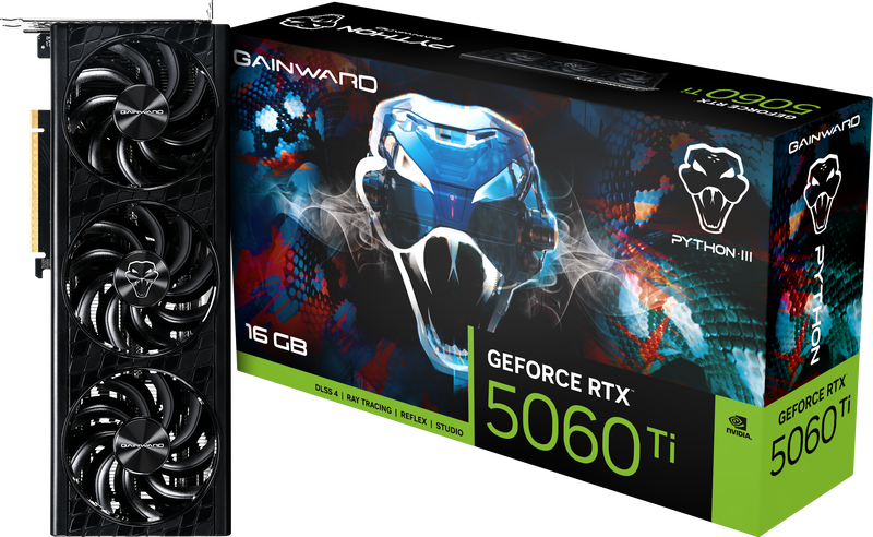 Gainward GeForce RTX 5060 Ti Python III grafikkort forfra