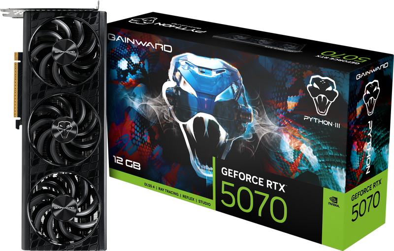 Gainward RTX 5070 Python III grafikkort forfra