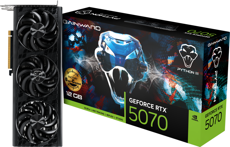 Gainward GeForce RTX 5070 Python III OC grafikkort forfra