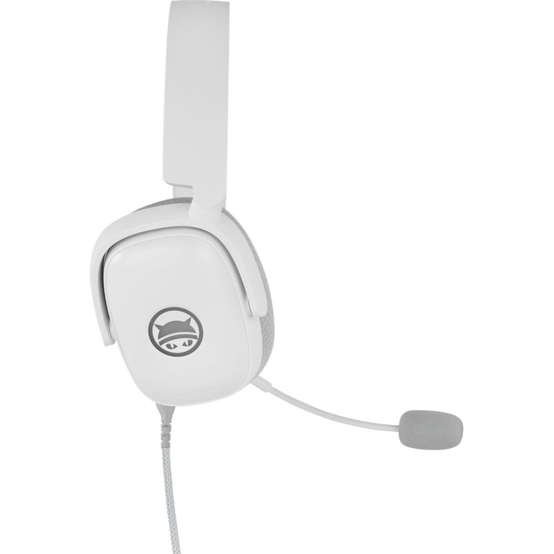 Nærbilde av øreklokke på GAMIAC HS71 gamingheadset 7.1 RGB 50 mm hvit