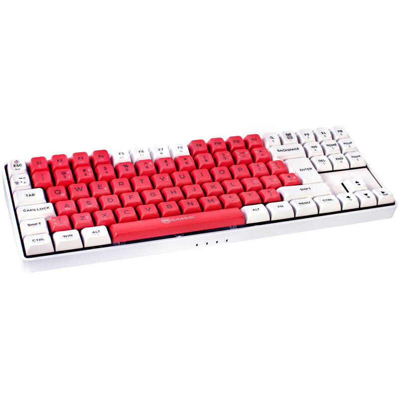 GAMIAC TKL90G gamingtastatur Kailh Blue Hot-Swap RGB hvit/rød bakside