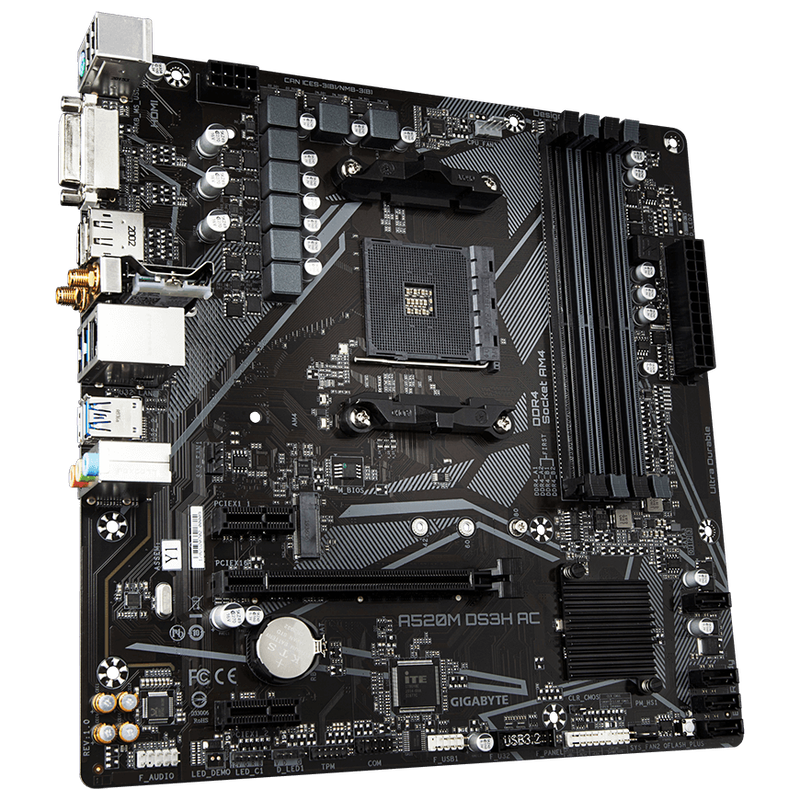 Gigabyte A520M DS3H AC hovedkort bakside