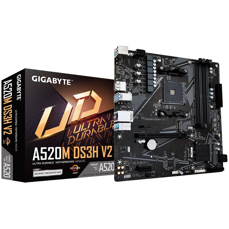 Gigabyte A520M DS3H V2 hovedkort forfra