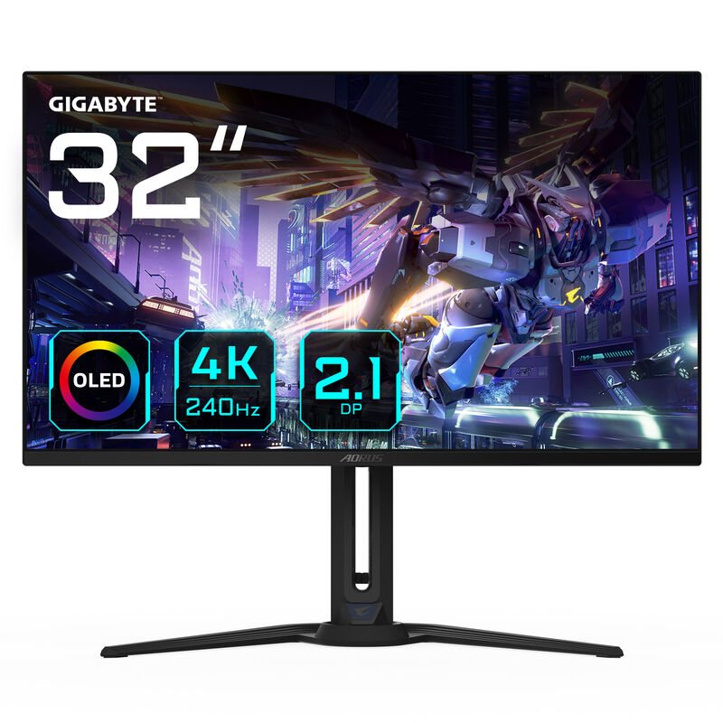 Gigabyte AORUS FO32U2P 32" 4K gamingskjerm forfra