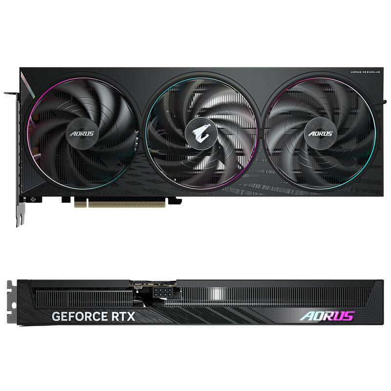 Detalj av ventilatorene på Gigabyte Aorus GeForce RTX 5060 Ti Elite