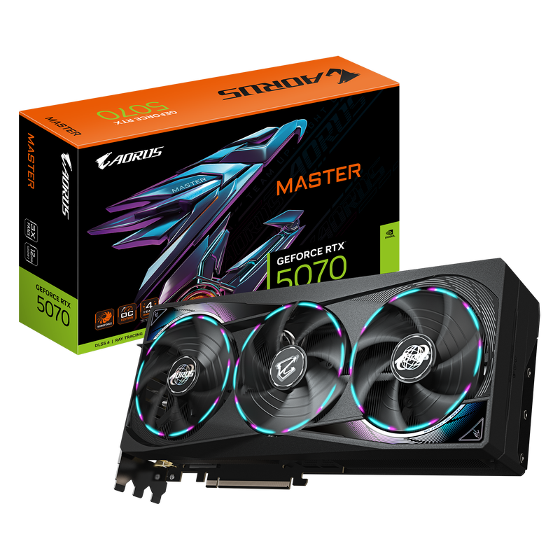 Gigabyte Aorus RTX 5070 Master grafikkort forfra