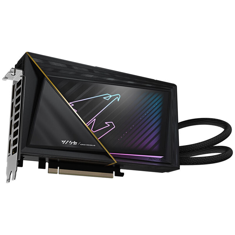Detalj av Gigabyte Aorus RTX 5080 Xtreme Waterforce grafikkort