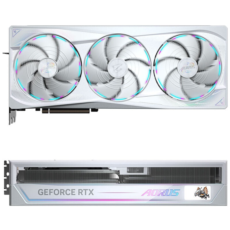 Detalj av kjølevifte på Gigabyte AORUS RTX 5090 Stealth ICE grafikkort