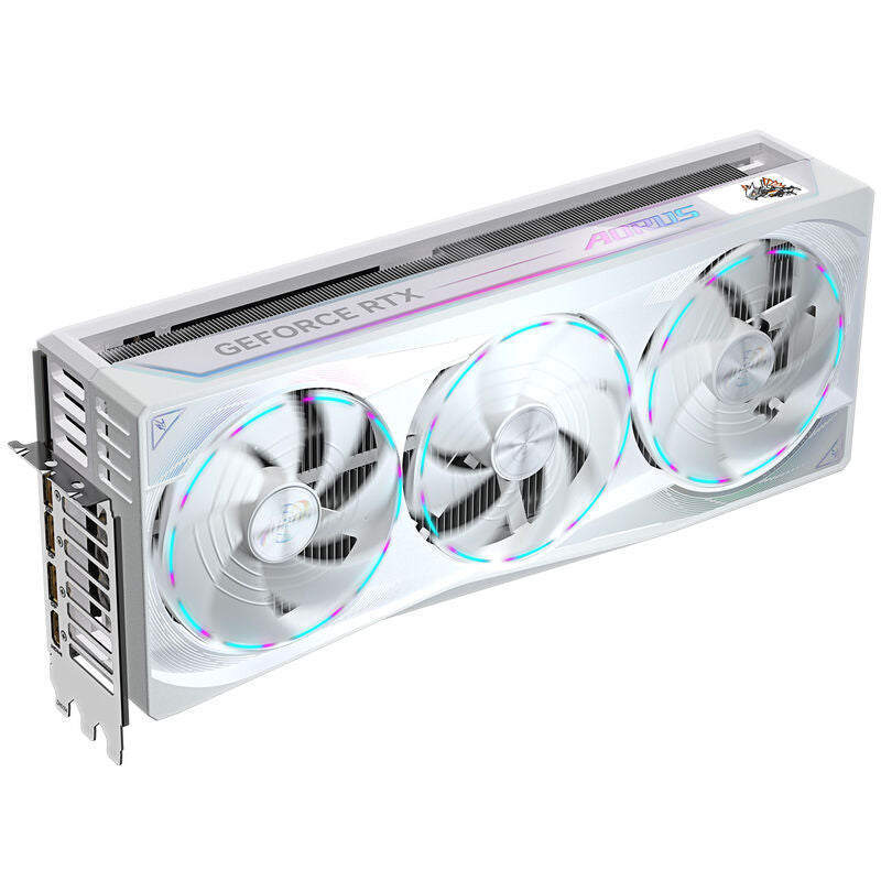 Gigabyte AORUS RTX 5090 Stealth ICE grafikkort med tilkoblinger