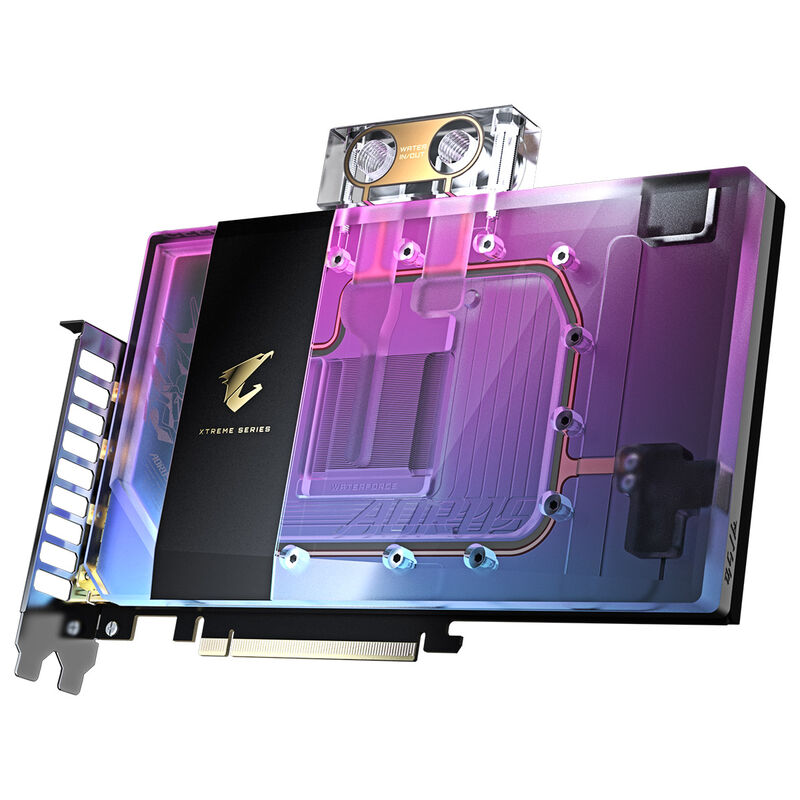 RGB-effekter på Gigabyte Aorus RTX 5090 Xtreme Waterforce WB grafikkort