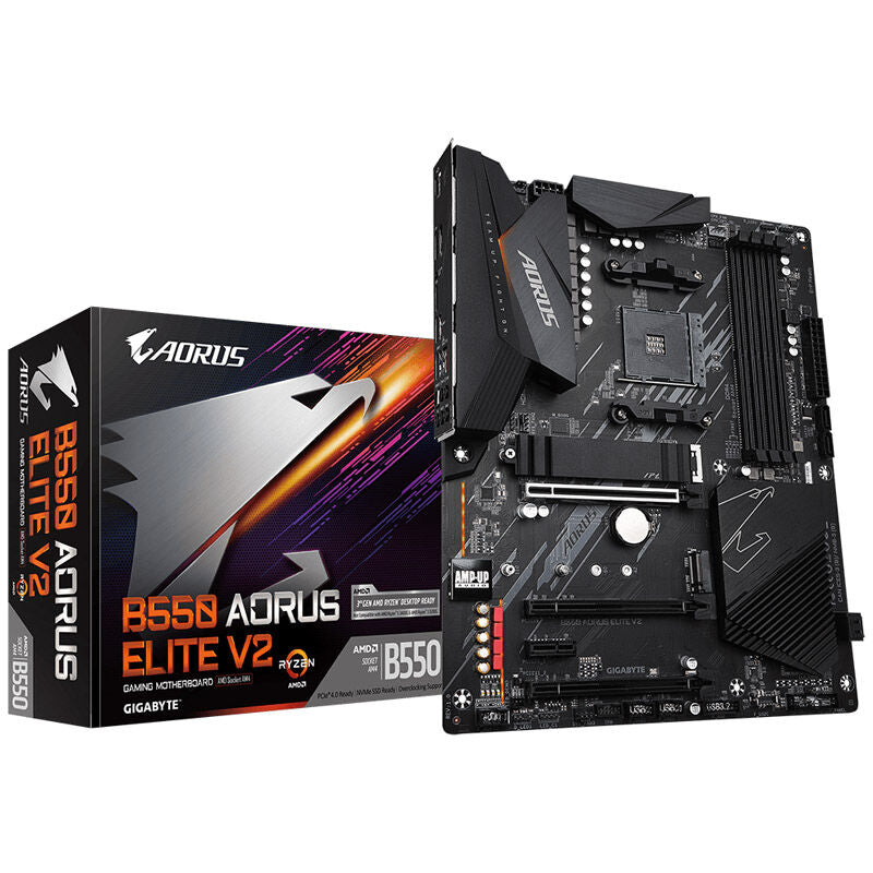 Gigabyte B550 AORUS Elite V2 hovedkort forfra