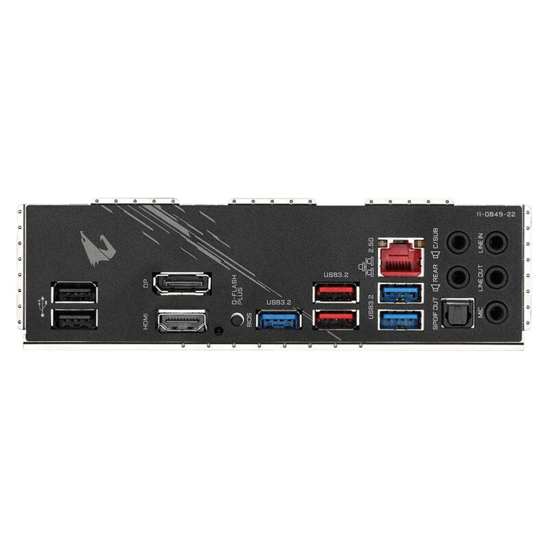 Montert Gigabyte B550 AORUS Elite V2 hovedkort i PC-kabinett