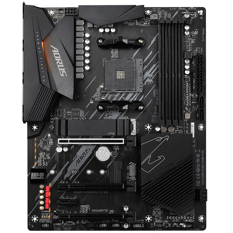 Detaljbilde av Gigabyte B550 AORUS Elite V2 hovedkort RGB-lys