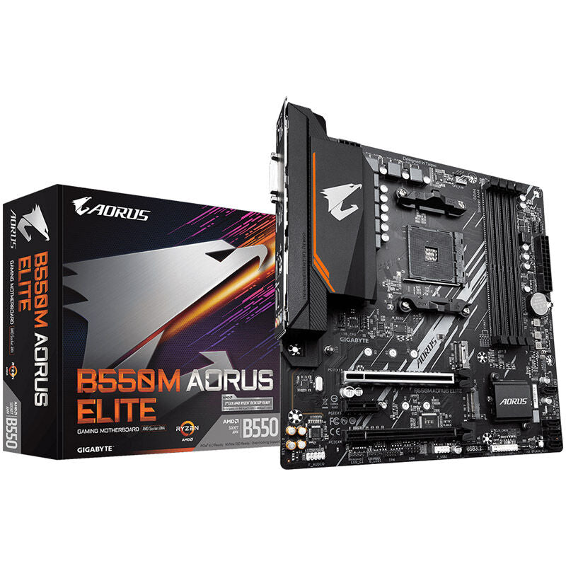 Gigabyte B550M AORUS Elite hovedkort forfra