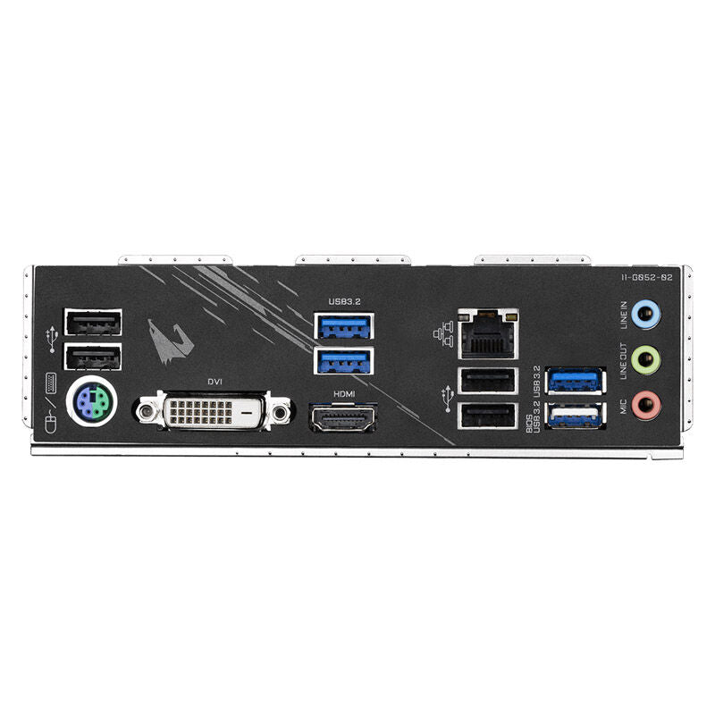 Gigabyte B550M AORUS Elite hovedkort montert i PC-kabinett
