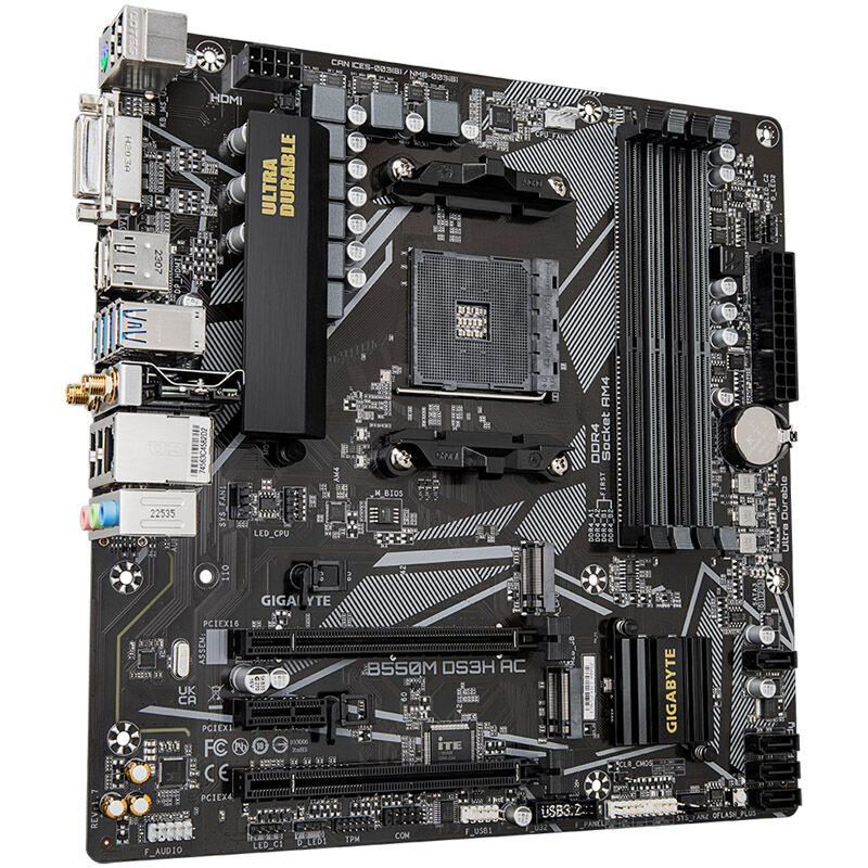 Gigabyte B550M DS3H AC hovedkort bakside