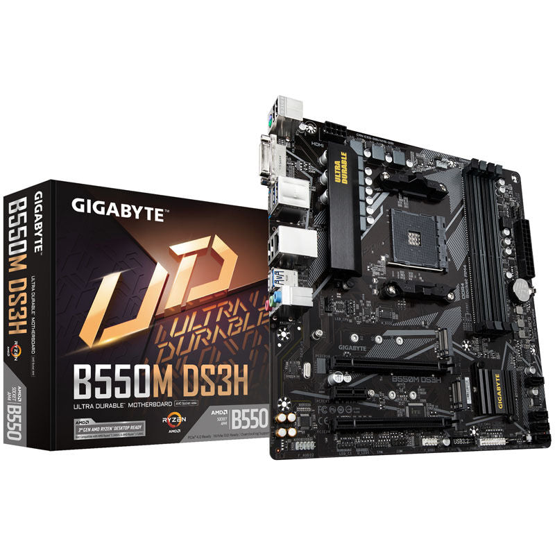Gigabyte B550M DS3H hovedkort forfra