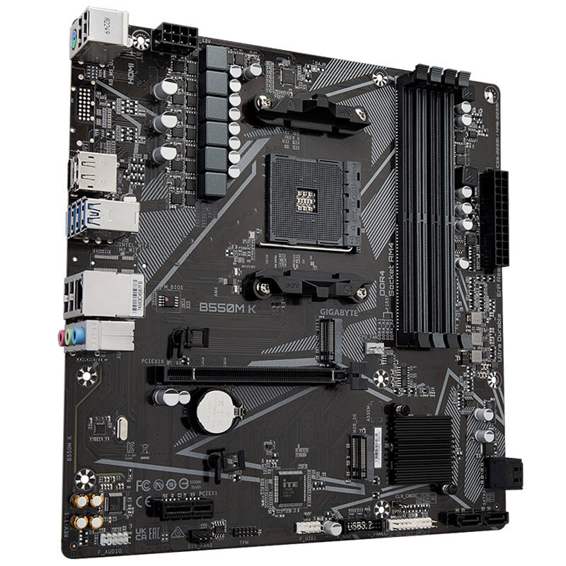 Gigabyte B550M K hovedkort bakside